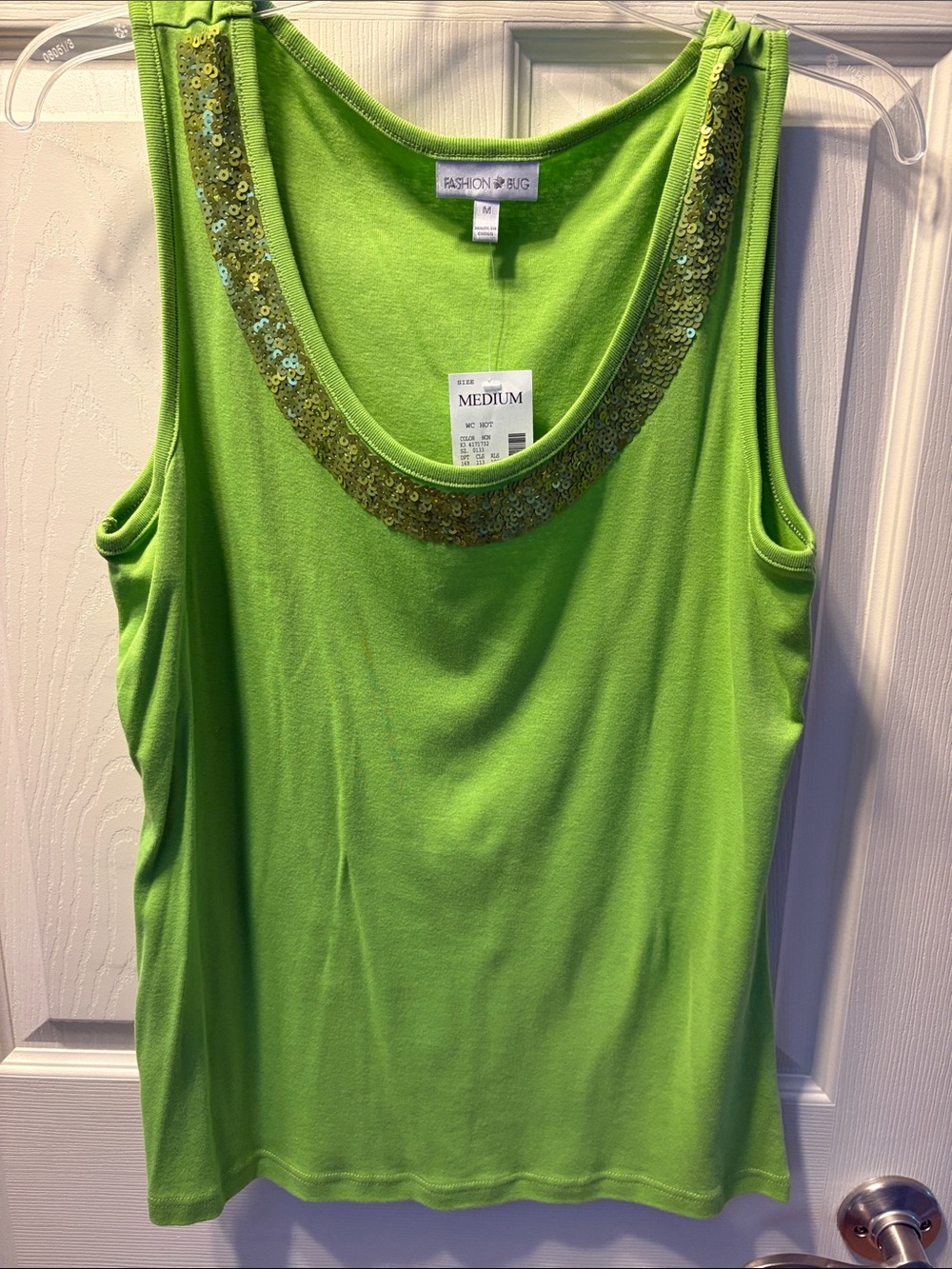 Fashion Bug Lime Green Sequin-Trim Tank Top